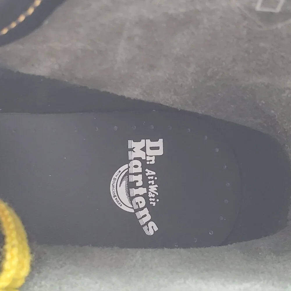Dr. Martens 1460 Pascal Yellow‎ Stitch Black Leather Men Boots Size 5